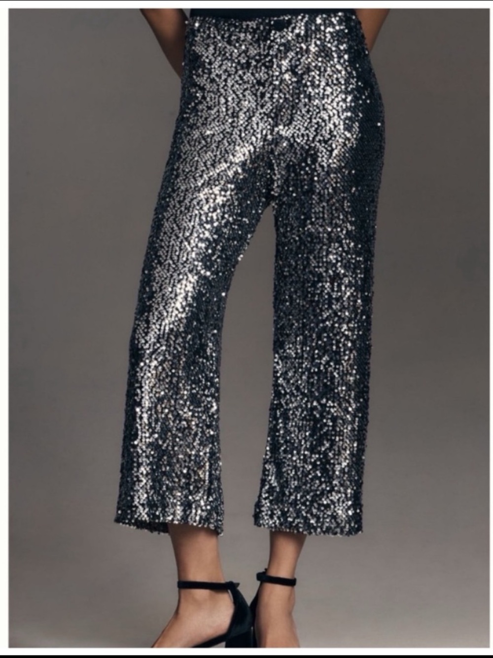 NWT The Colette Cropped Wide-Leg Sequin Pants 28